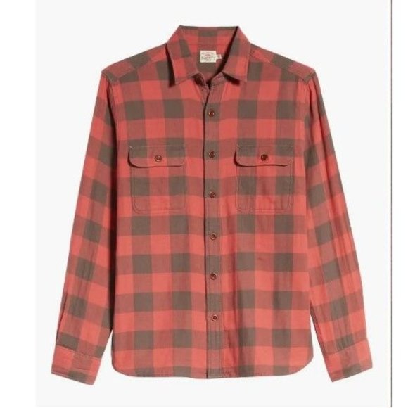 Faherty Other - Faherty The Buffalo Regular Fit Plaid Button-Up Work Shirt Red & Gray Size Mediu